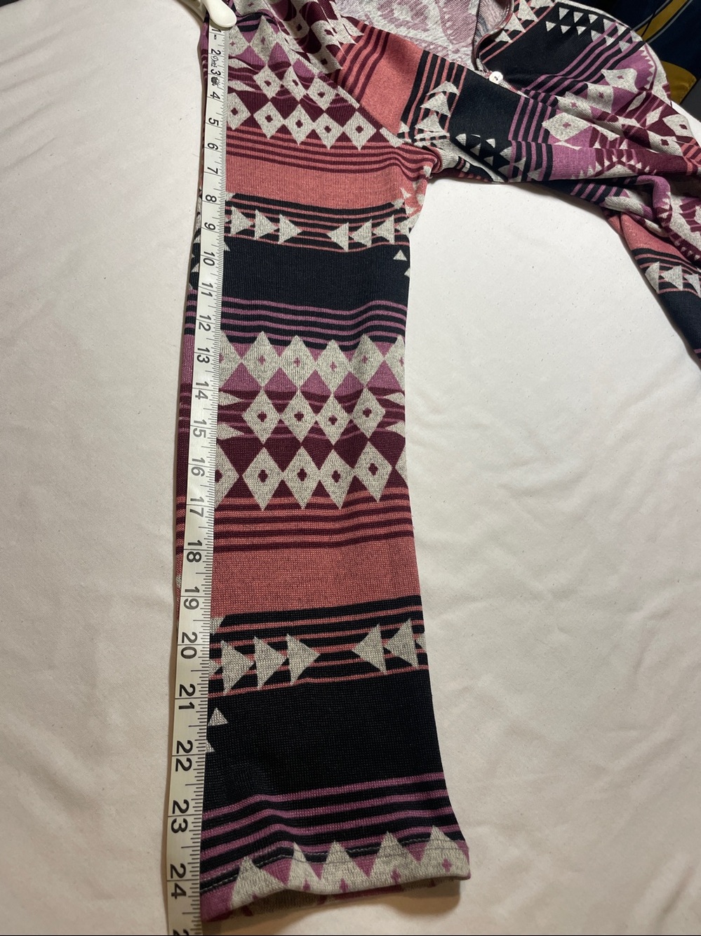 About A Girl Maroon and Cream Geometric Knit Cardigan - Picture 6 of 7